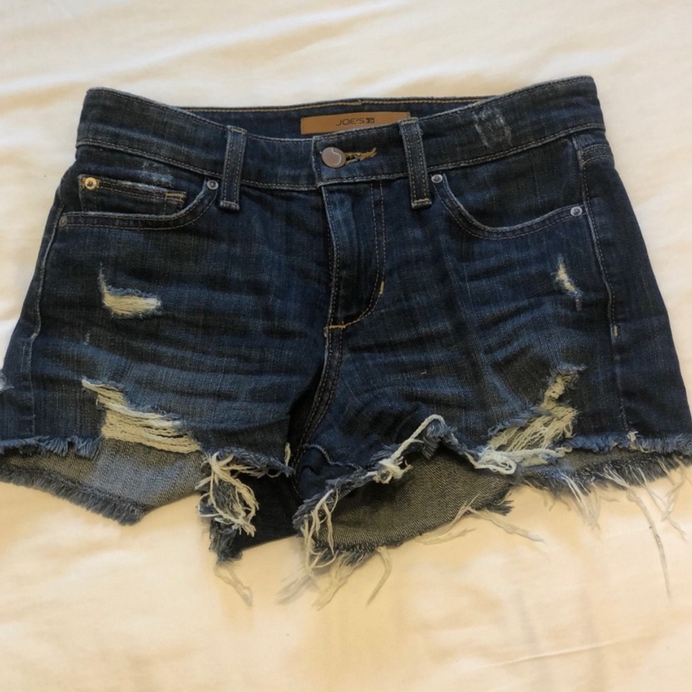 Women’s Joe's Jeans Distressed Dark Jean Shorts. Size 24. 3” inseam.